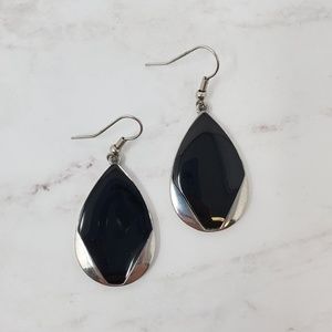 Black and Silver Drop Earrings